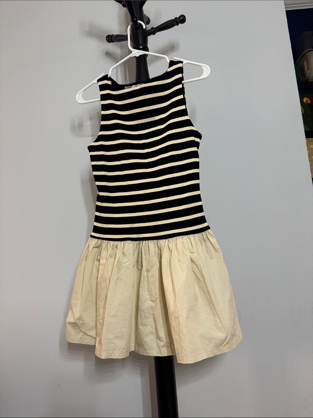 Mango Black & Cream Striped Tank Mini Dress 17.1T